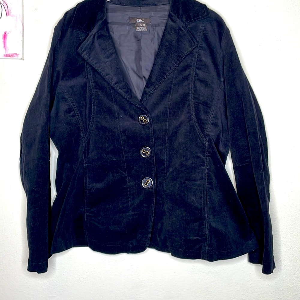 Luii black corduroy jacket with snap closure, size xl